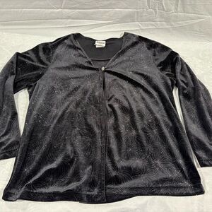 bentley Black Velvet Cardigan shirt Sparkle Detail woman’s XL